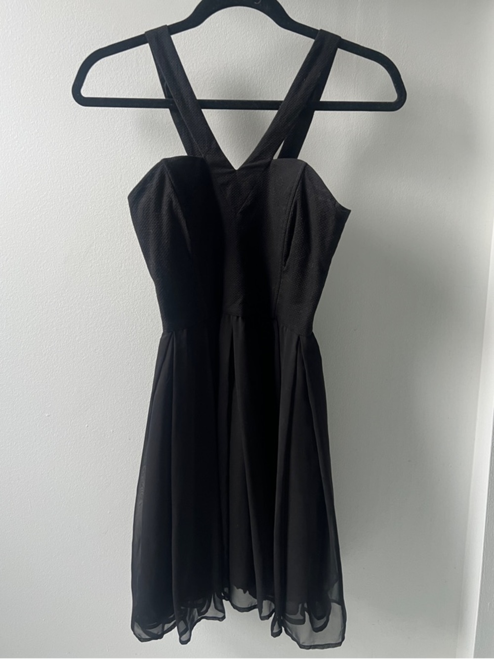 Jack by BB Dakota Black V-Back Fit-and-Flare Mini Dress